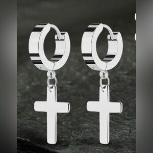 Chic Silver Cross Dangle Earrings